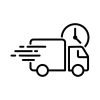 fast-delivery-truck-quick-delivery-transportation-with-clock-symbol-van-icon-courier-service-lorry-vehicle-speedy-cargo-user-interface-business-and-finance-shipment-illustration-vector